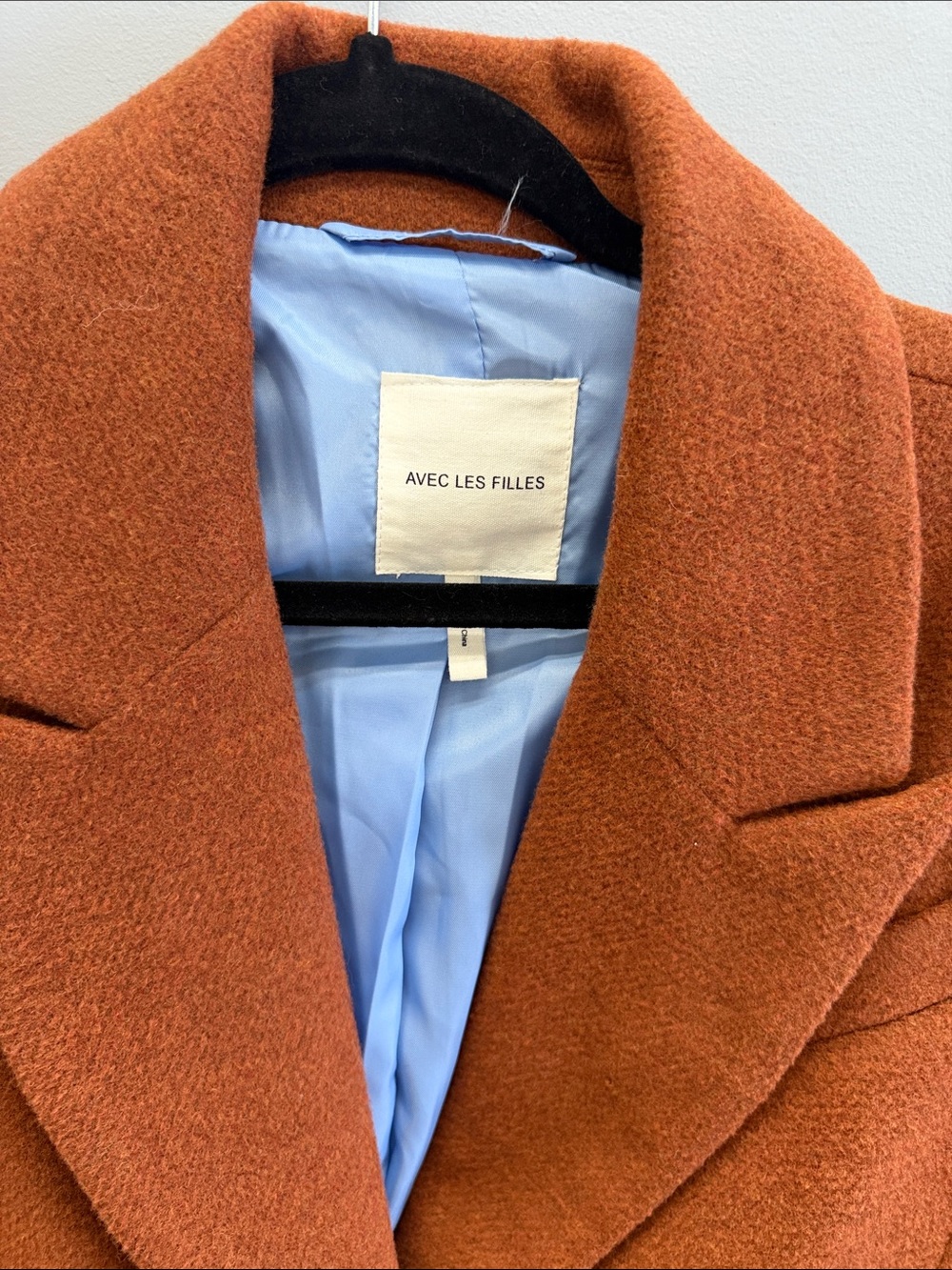 Avec Les Filles Rust Wool-Blend Long Trench Coat - Picture 2 of 7